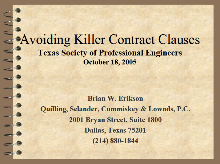 Avoiding Killer Contract Clauses