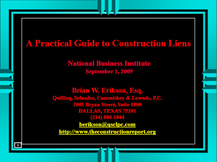 Practical Guide to Construction Liens
